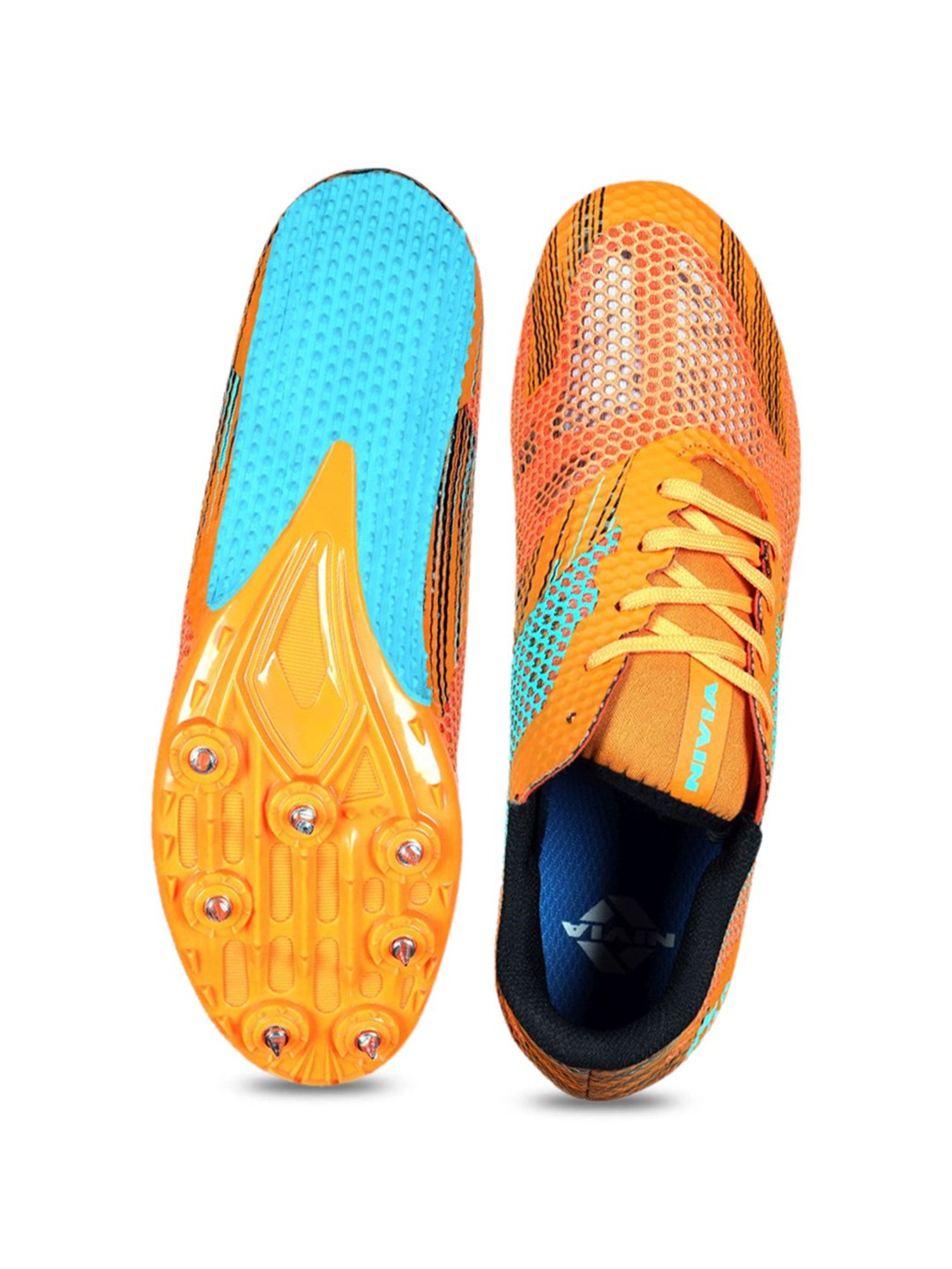 Nivia Men's Track and field-400 Orange Cricket Shoes