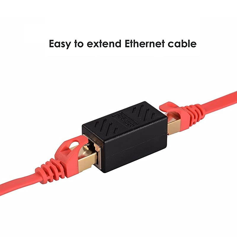 RJ45 Coupler 10 Pack in Line Coupler Cat7 Cat6 Cat5e Ethernet Cable Extender Adapter Female to Female Black