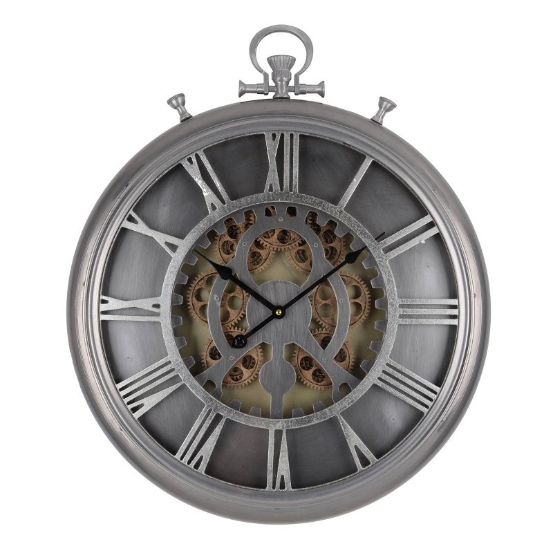 20" Metal Cut Out Roman Numeral Wall Clock Black - Patton Wall Decor