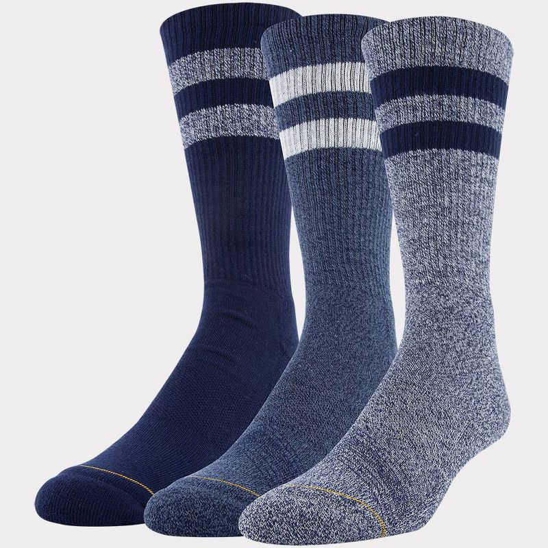 Signature Gold by GOLDTOE Men's 3pk Casual GT Double Stripe Crew Socks - 6-12.5