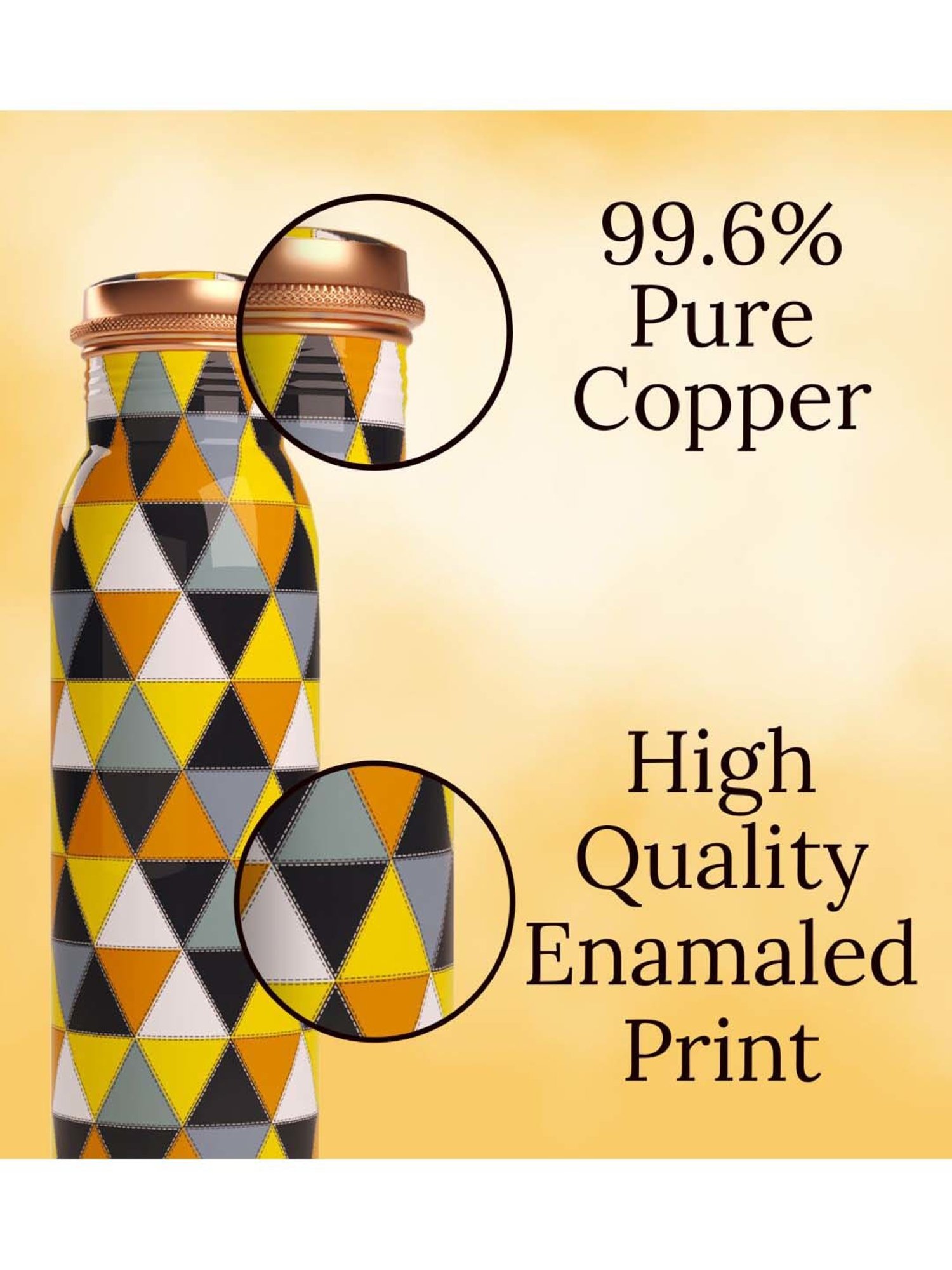 Everything Beautiful Yellow & Black Copper Water Bottle - Standard (0.9 L)