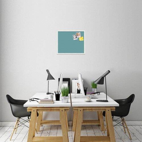 PinPix custom printed pin cork bulletin board made from canvas, Aqua Pastel 24x20 Inches (Completed Size) and framed in Satin White Frame (PinPix-Group-89)