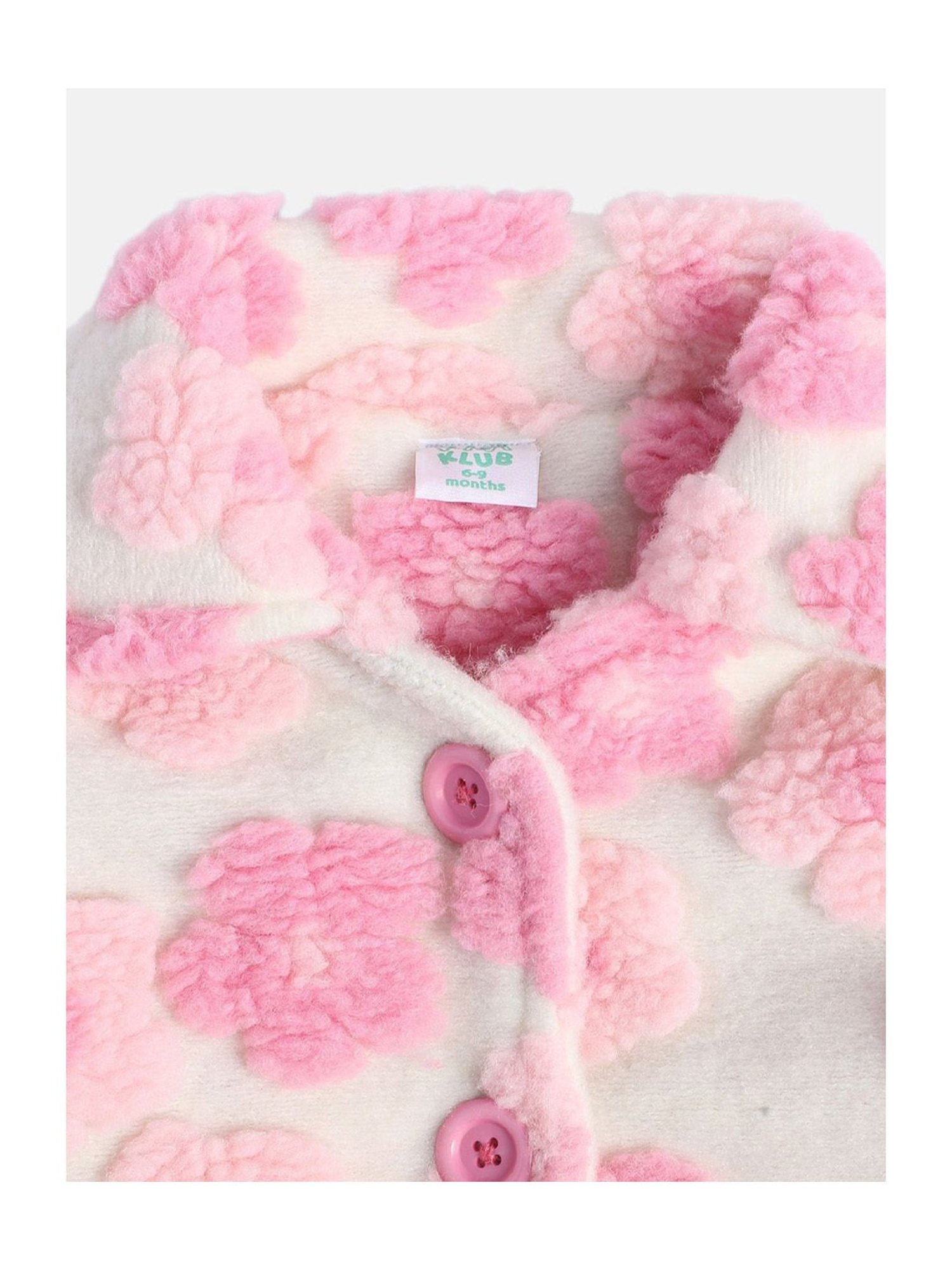 MINIKLUB Kids Pink Self Design Full Sleeves Jacket