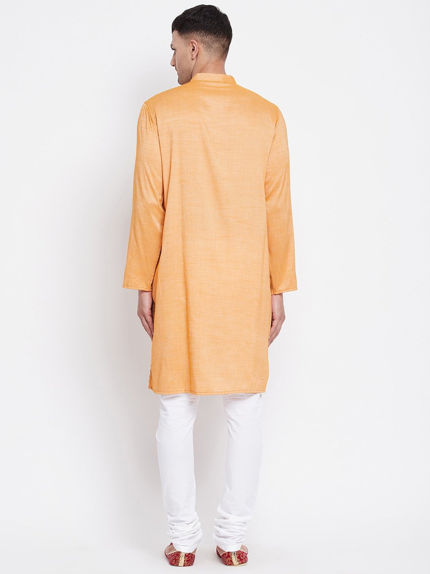 Even Orange Mandarin Collar Kurta