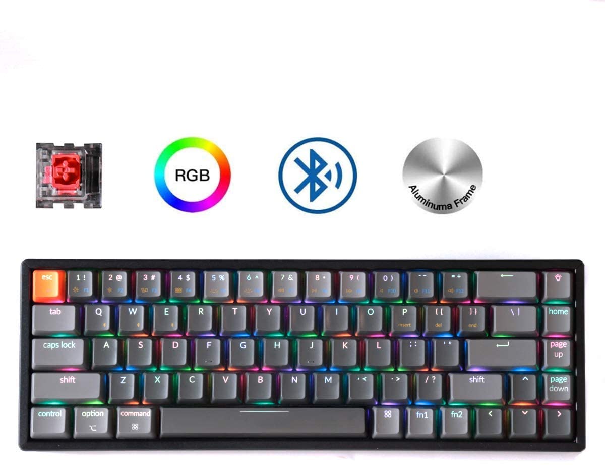 Keychron K4 Wireless Bluetooth/USB Wired Gaming Mechanical Keyboard, Compact 100 Keys RGB LED Backlit Gateron Red Switch N-Key Rollover, Aluminum Frame for Mac Windows