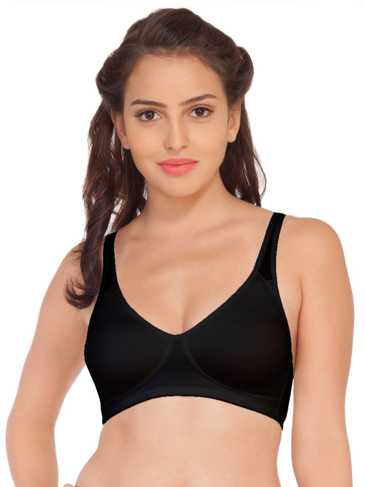 Soie Black Non Wired Non Padded Half Coverage T-Shirt Bra