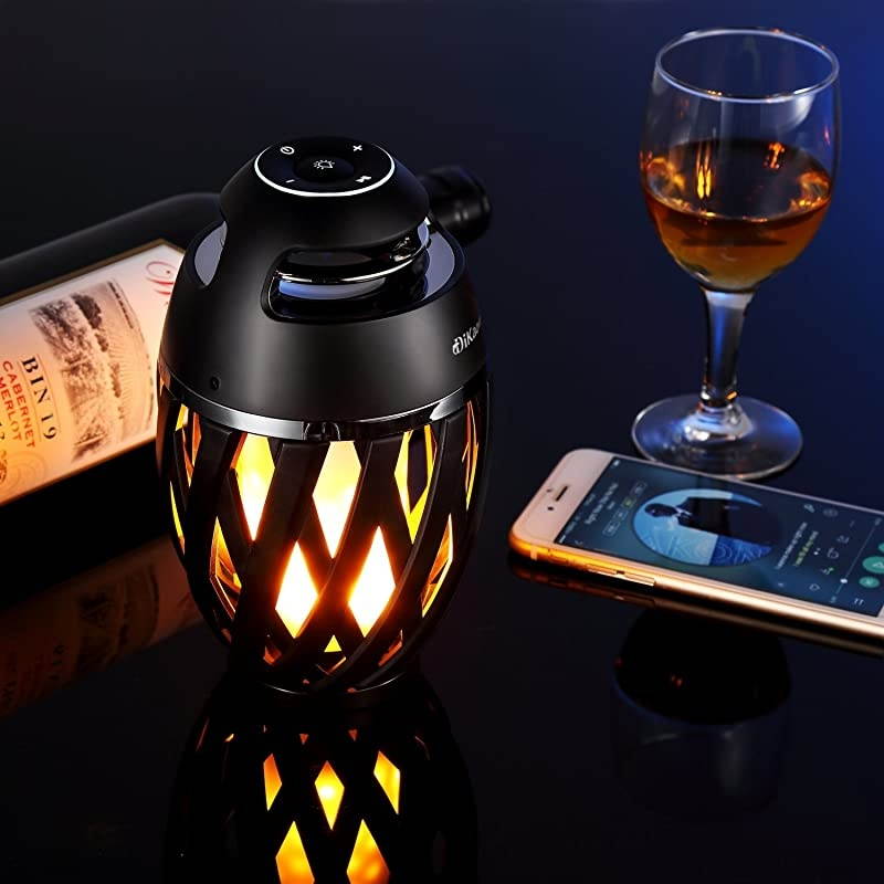 2 Pack Led Flame Table lamp Torch Atmosphere Bluetooth SpeakersampOutdoor Portable Stereo Speaker with HD Audio and Enhanced BassLED flickers Warm Yellow Lights BT42 for iPhoneiPadAndroid