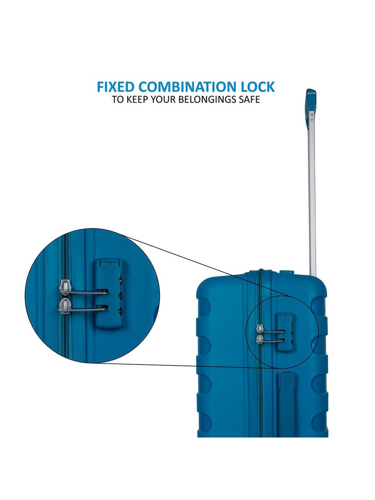 Priority Teal Blue 4 Wheels Large Hard Cabin Trolley Bag 50.8 cm