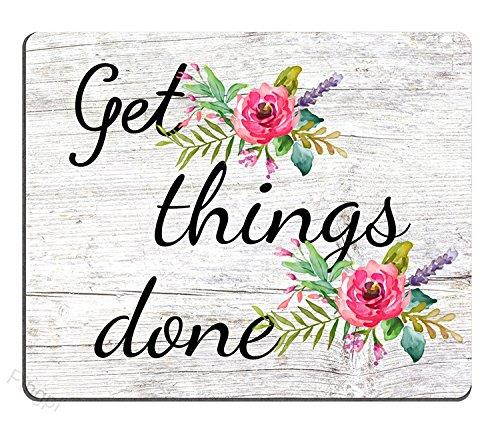 Floral Mouse Pad Motiavation Quote Get Things Done Neoprene Inspirational Quote Mousepad Office Space Decor Home Office Computer Accessories Mousepads Watercolor Vintage Flower Design