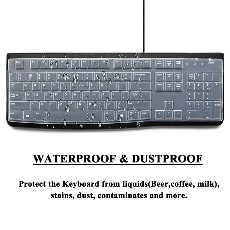 Keyboard Cover for Logitech K120 MK120 Ergonomic Desktop USB Wired Keyboard Ultra Thin Protective Skin for Logitech MK120 K120 Clear