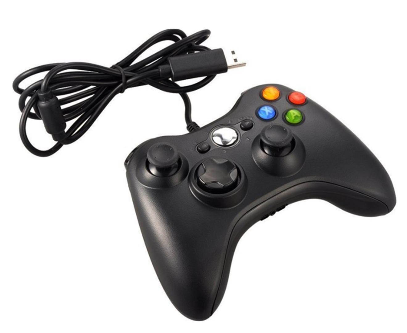 Cable Game Handle Dual Vibration Game Controller - Black Black
