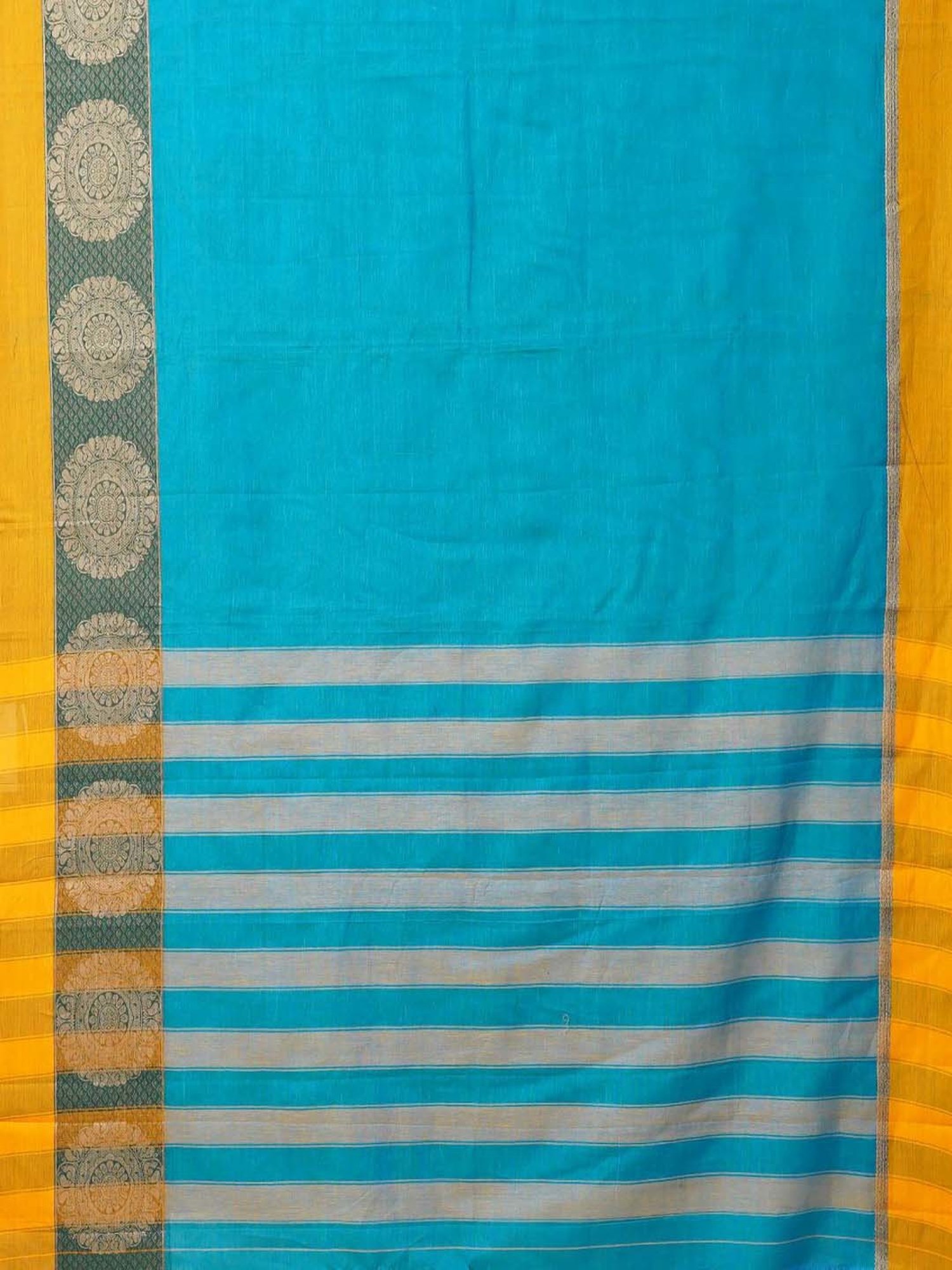 Unnati Silks Peacock Blue Cotton Woven Saree With Unstitched Blouse