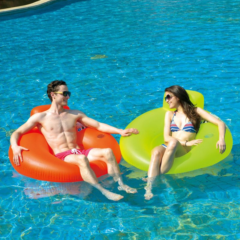 Pool Central 48" Inflatable 1-Person Water Sofa Swimming Pool Inner Tube Lounger Float - Neon Yellow