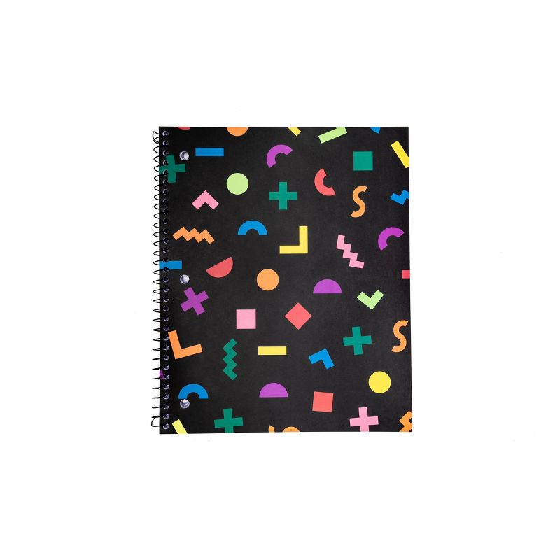 Spiral Notebook 1 Subject College Ruled Black Shapes - West Emory