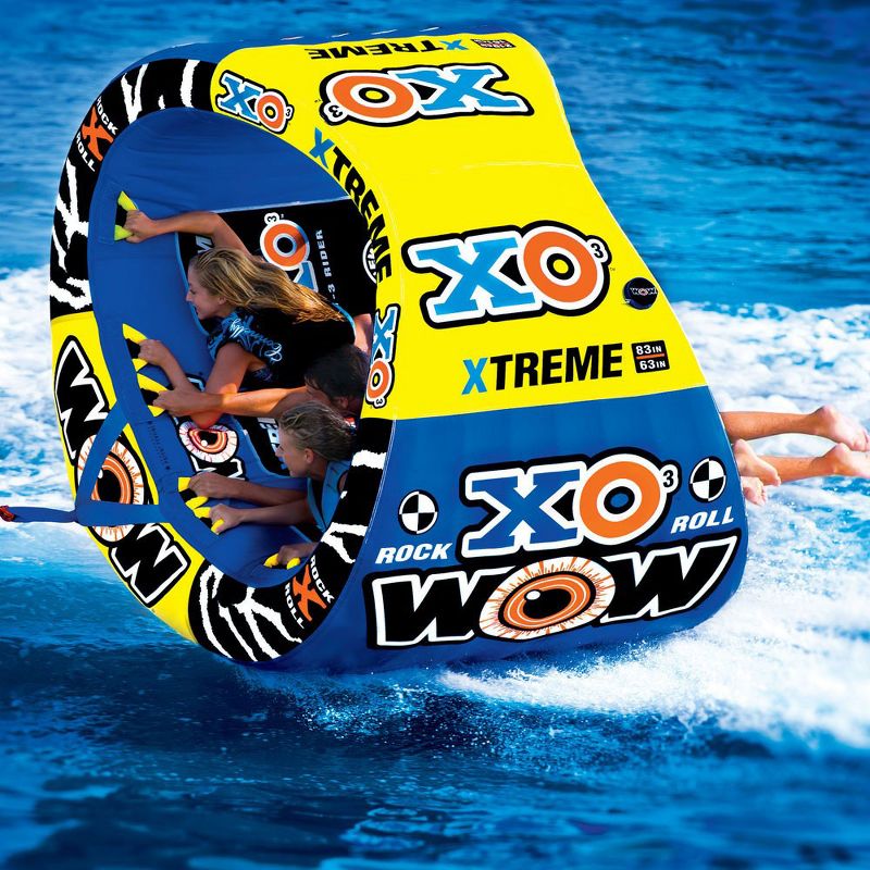 Wow Sports 3 Person XO Extreme Oval Shaped Inflatable Towable Rider Tube, Blue