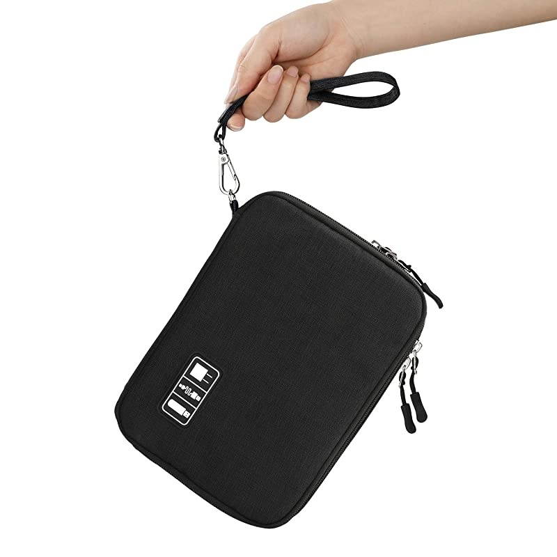 Electronics Organizer  Electronic Accessories Cable Organizer Bag Waterproof Travel Cable Storage Bag for Charging Cable Cellphone Mini Tablet Up to 79 and More All Black