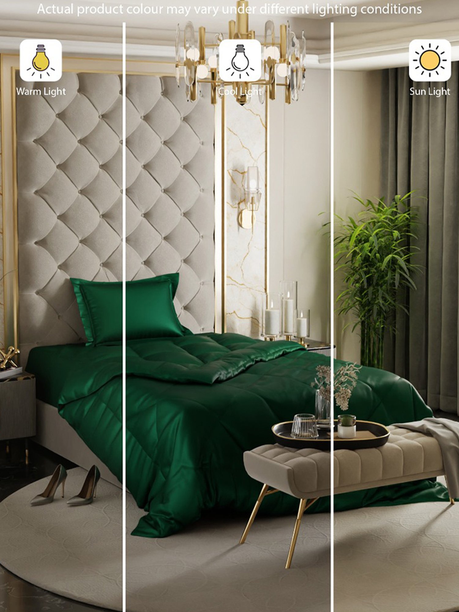 Stoa Paris Date Night Green Polyester 150 GSM Single-Sized Comforter - Set of 1