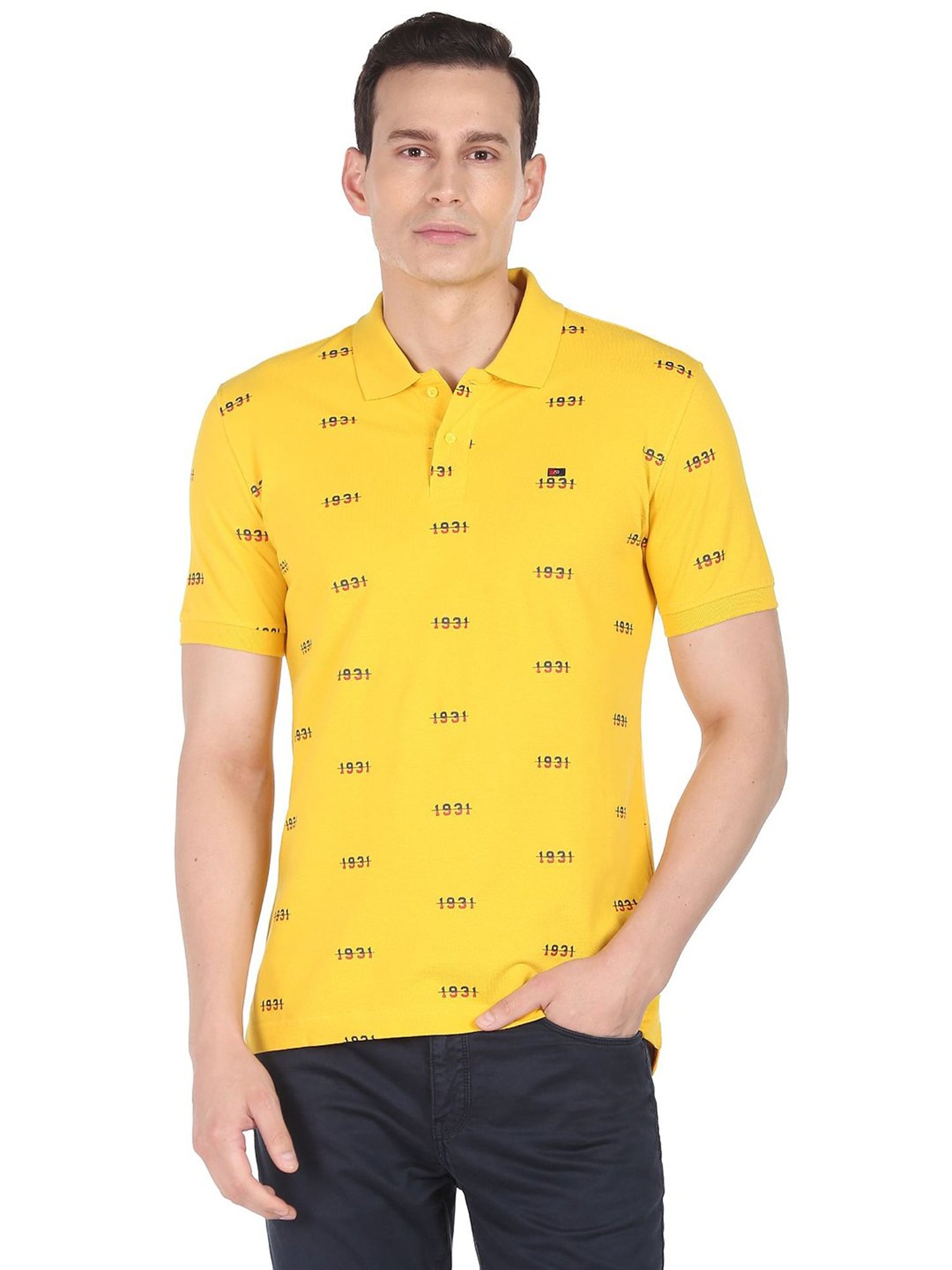 AD by Arvind Yellow Polo T-Shirt