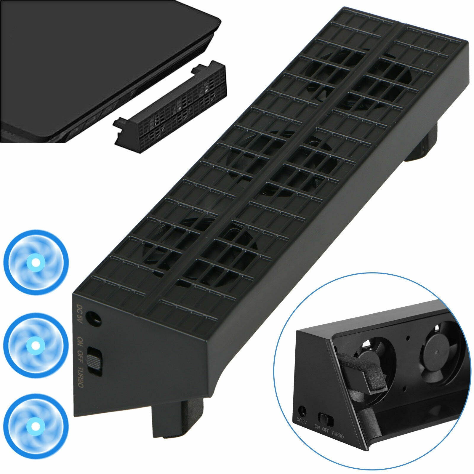 3 Fans Super Cooler Fan External Turbo Temperature Cooling Control for PS4 Slim
