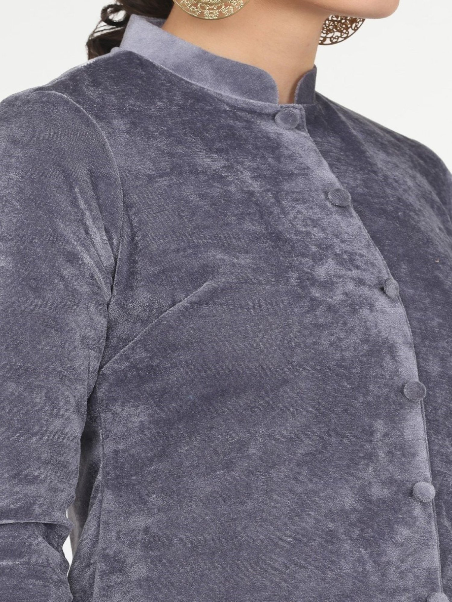 Kaanchie Nanggia Grey Velvet Jacket with Pant