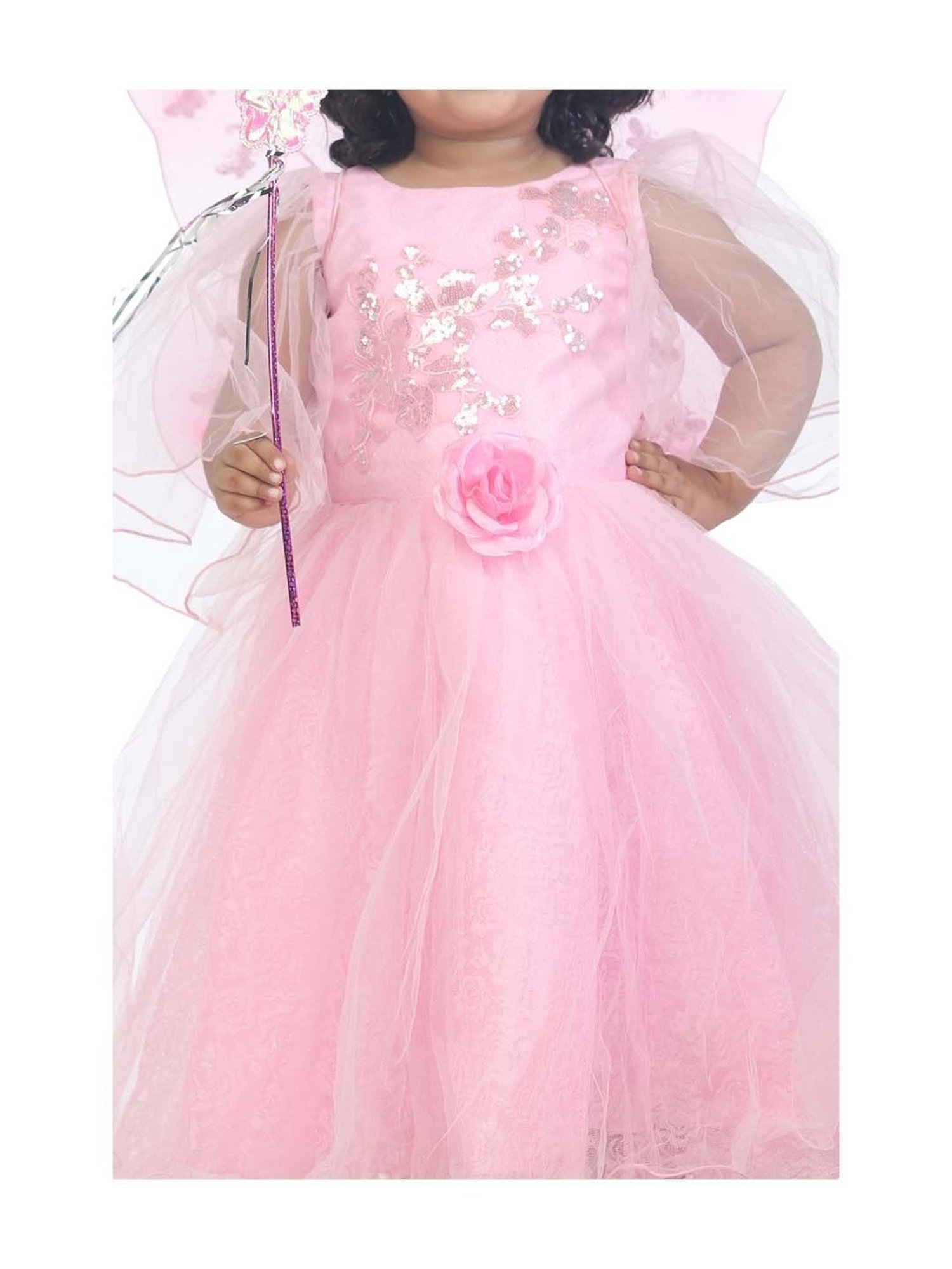 Ahhaaaa Kids Pink Cotton Embroidered Dress