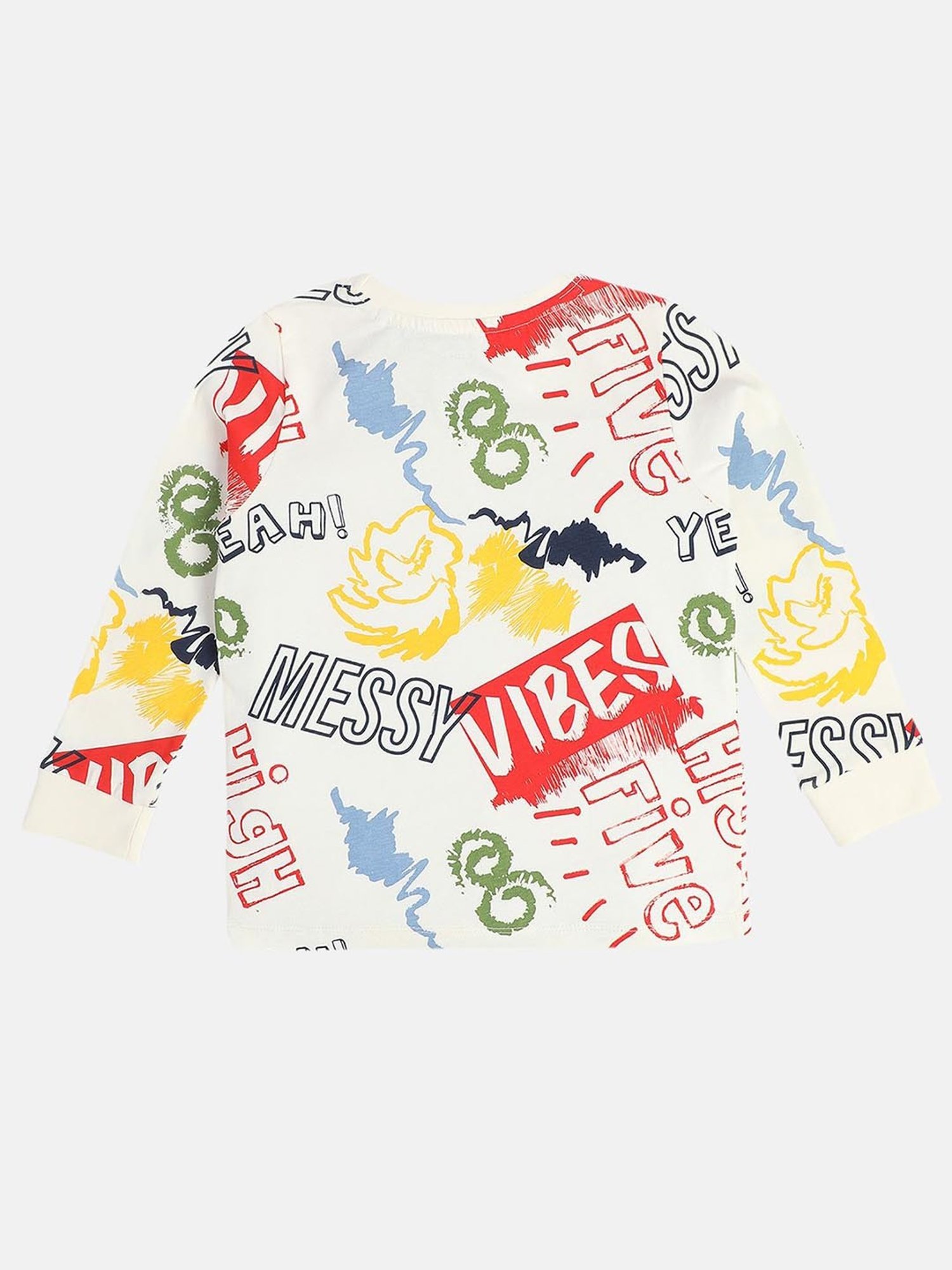 MINIKLUB Boys Marshmallow Cotton Printed Full Sleeves T-Shirt