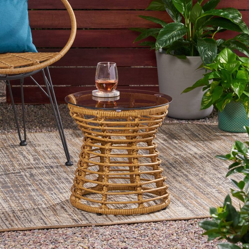 Aluminum Square Patio Side Table - Brown - Crestlive Products