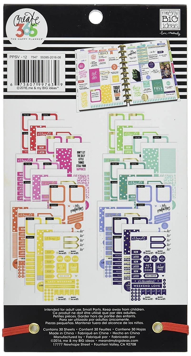 me & my BIG ideas  PPSV-12-2048 Create 365 The Happy Planner Sticker Value Pack Planner, Big Color Way