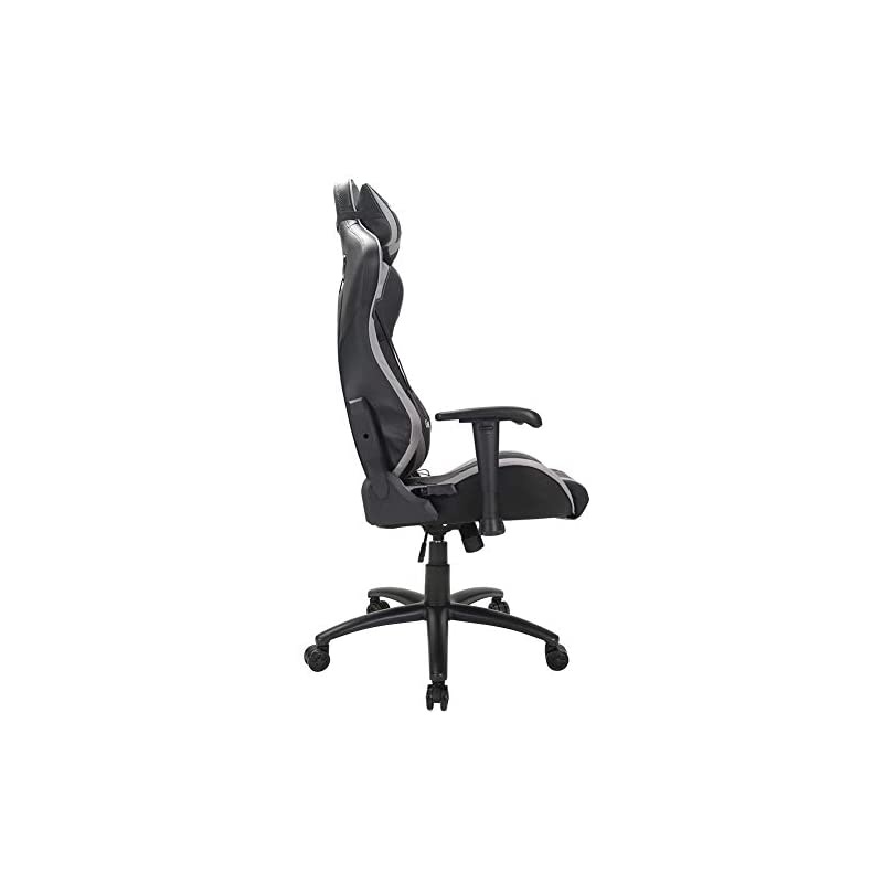Back PU Leather Swivel Gaming Chair with Adjustable Lumbar Support Headrest Footrest Video Game Chair Racing Office Chair (Bule)