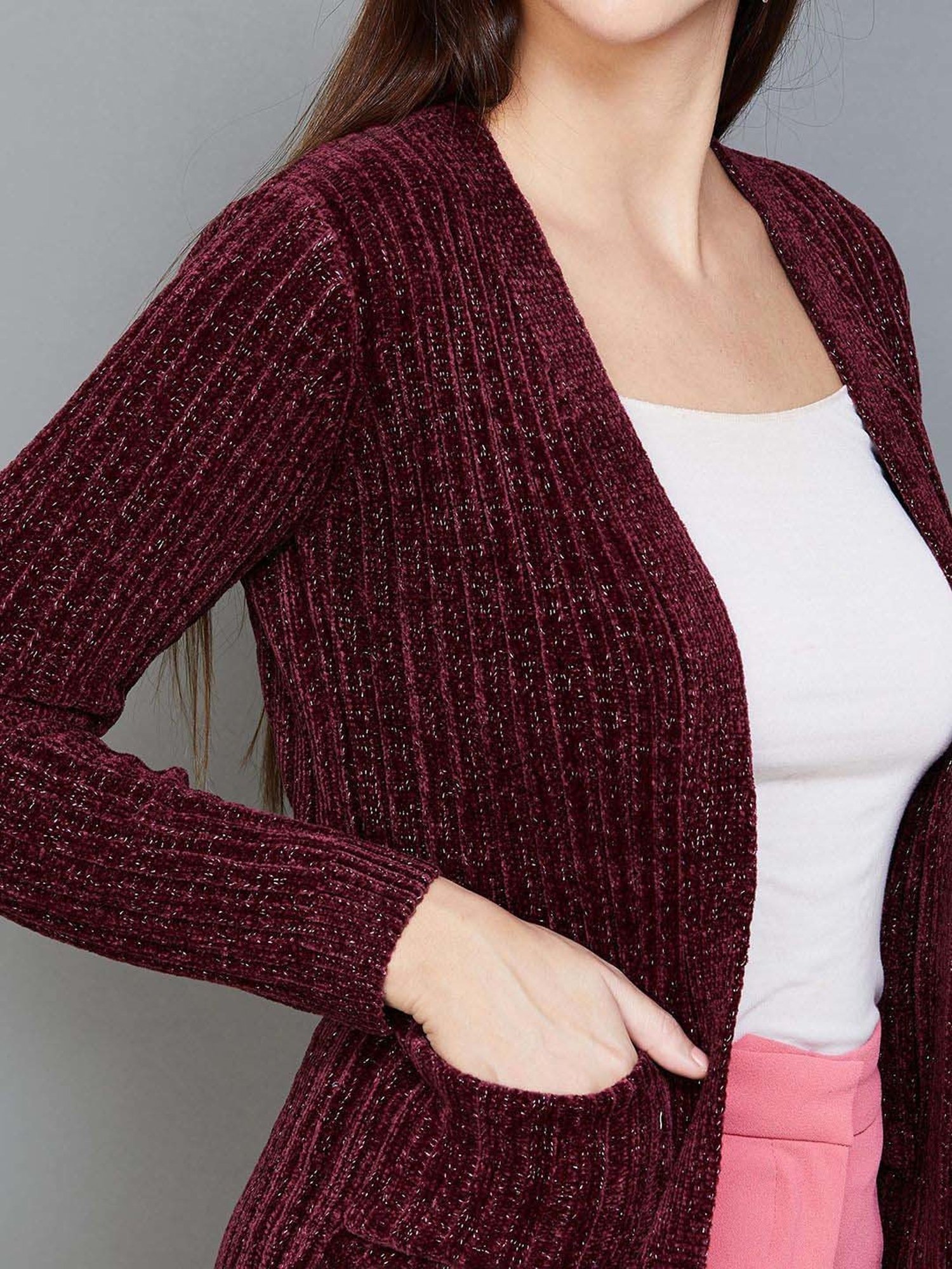 Code by Lifestyle Wine Embellished Shrug