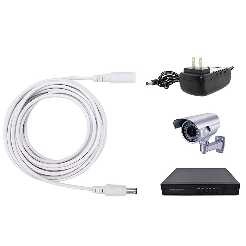 Power Extension Cable 33ft 21mm x 55mm Compatible with 12V DC Adapter Cord for CCTV Security Camera IP Camera Standalone DVR 33ftDC55mm Plug White