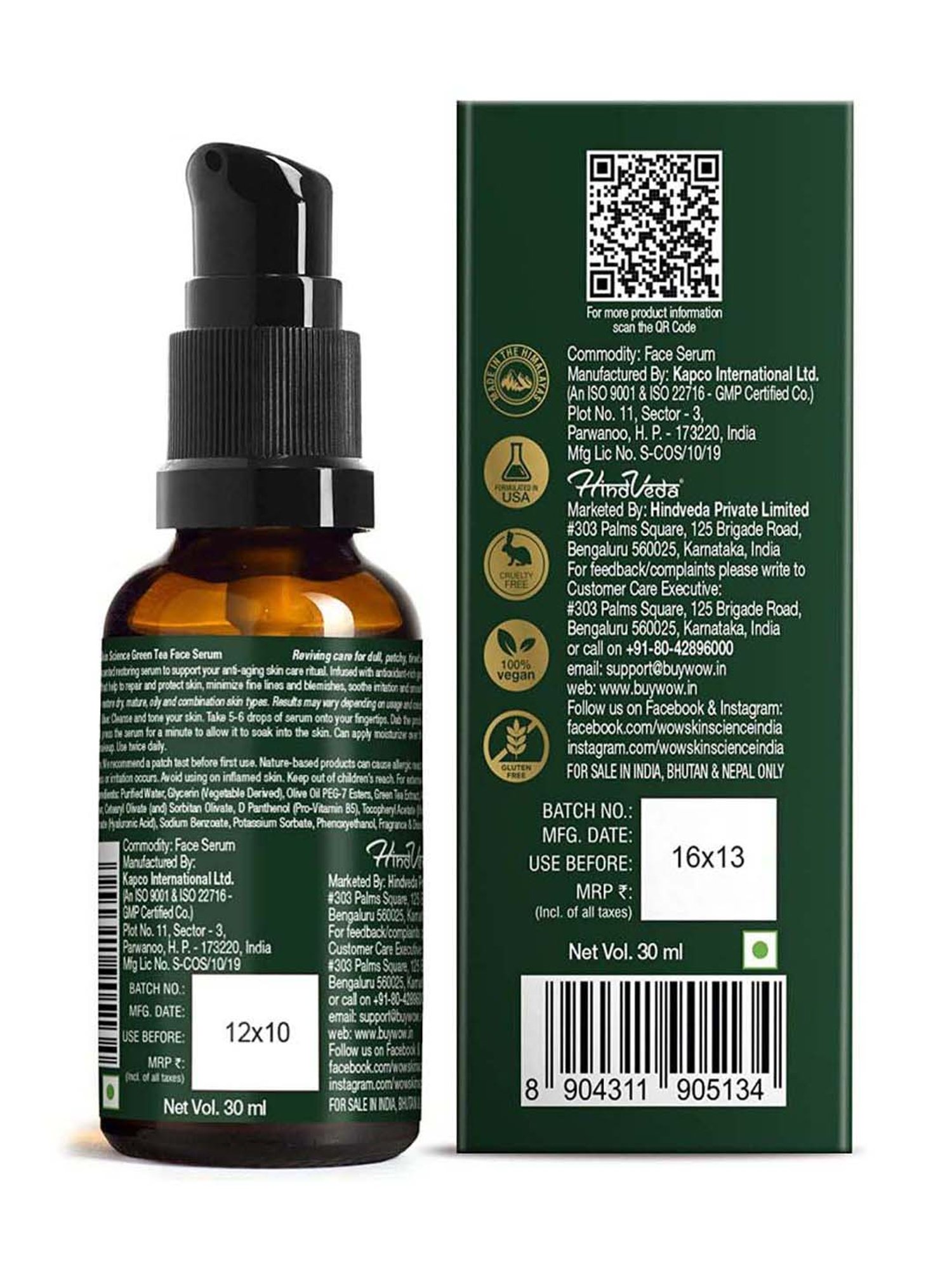 WOW Skin Science Green Tea Face Serum - 30 ml
