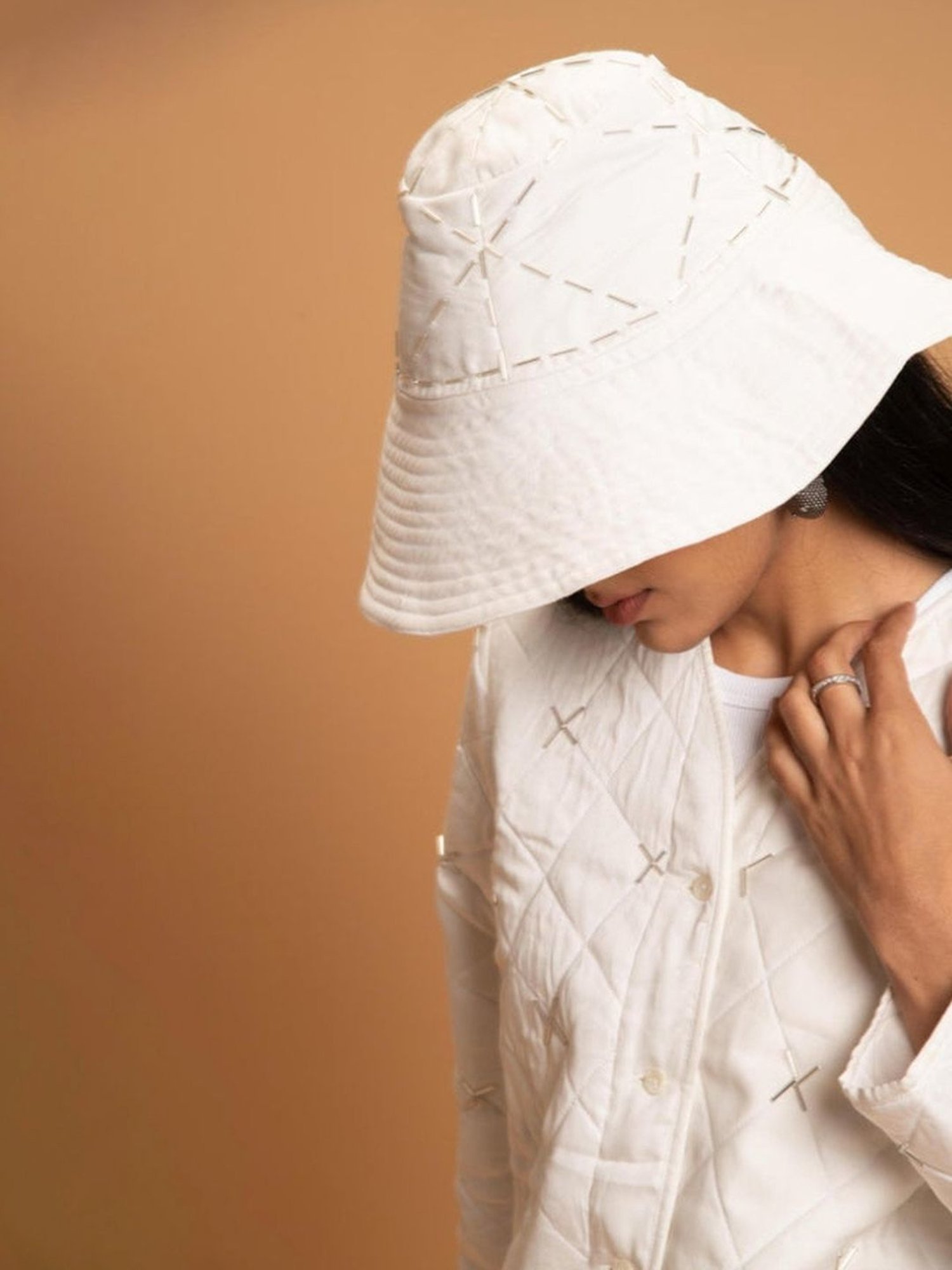 Khajoor Studio White Fragments Snow Quilted Jacket