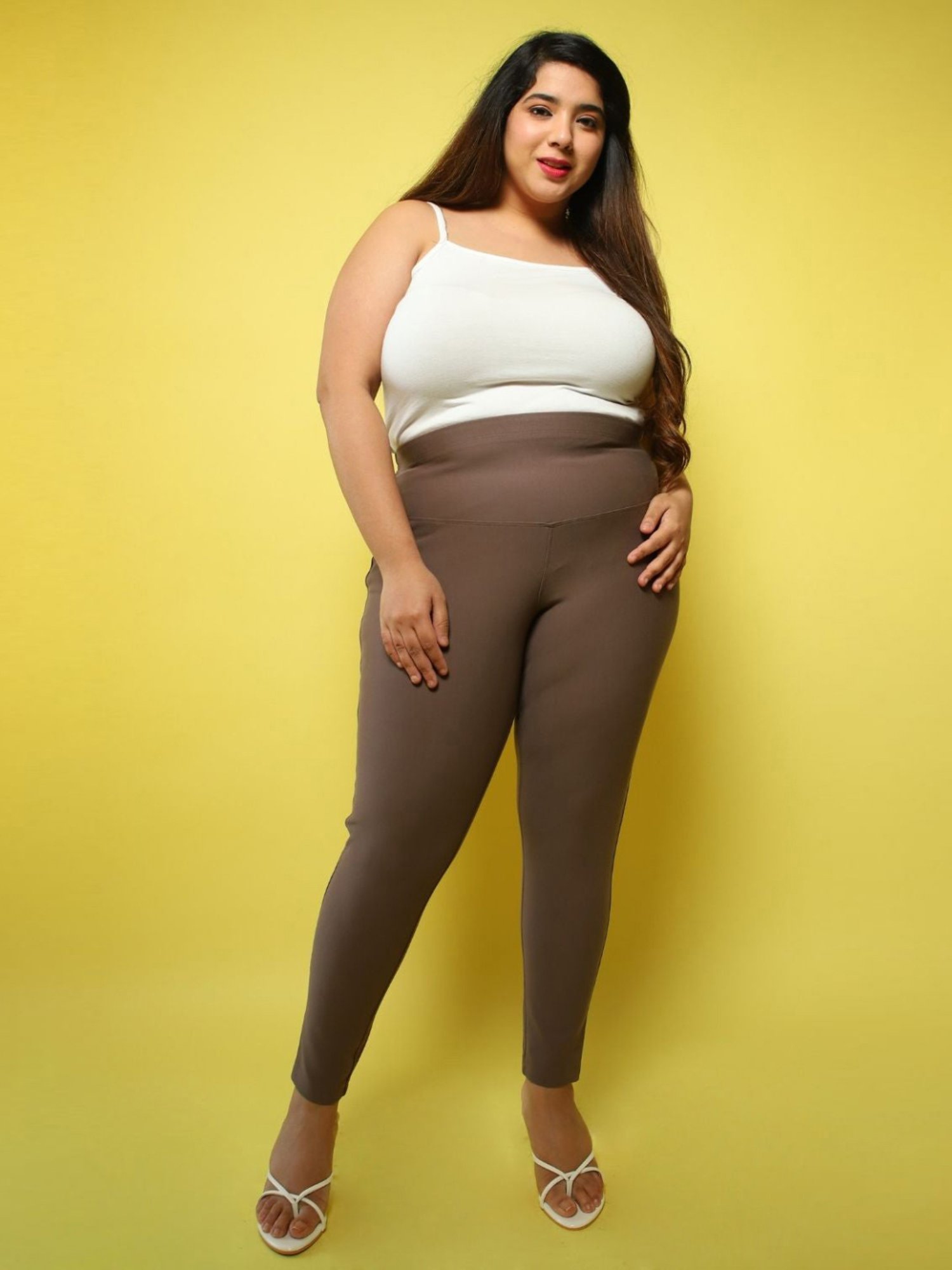 Amydus Brown Mid Rise Jeggings