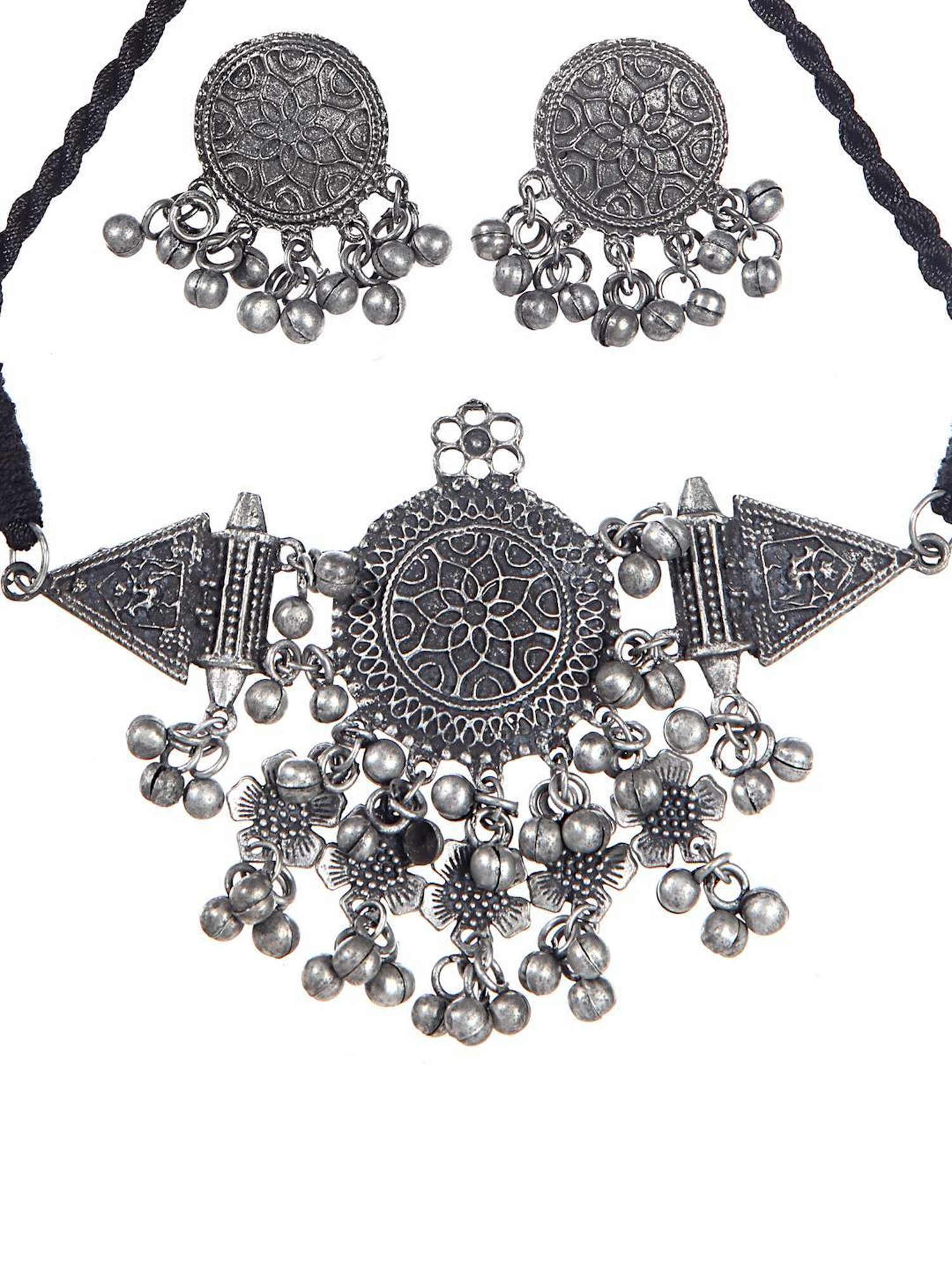 Bold By Priyaasi Men's Stylish Silver-Plated Dumbbell Pendant on a Trendy Chain