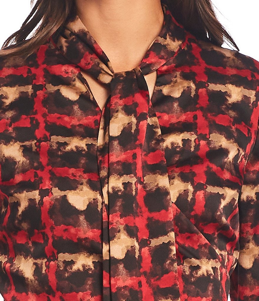 Donna Karan New York Long Sleeve Tie V-Neck Matte Sateen Wrap Blouse