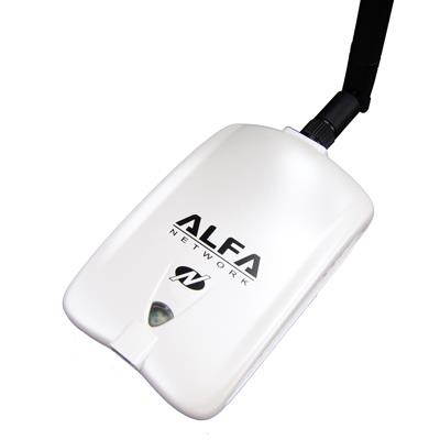 Alfa AWUS036NHR High-Gain 2000mw 802.11 B/G/N Wireless USB Network Adaptor with 5 DdBi Screw-On Swivel Rubber Antenna