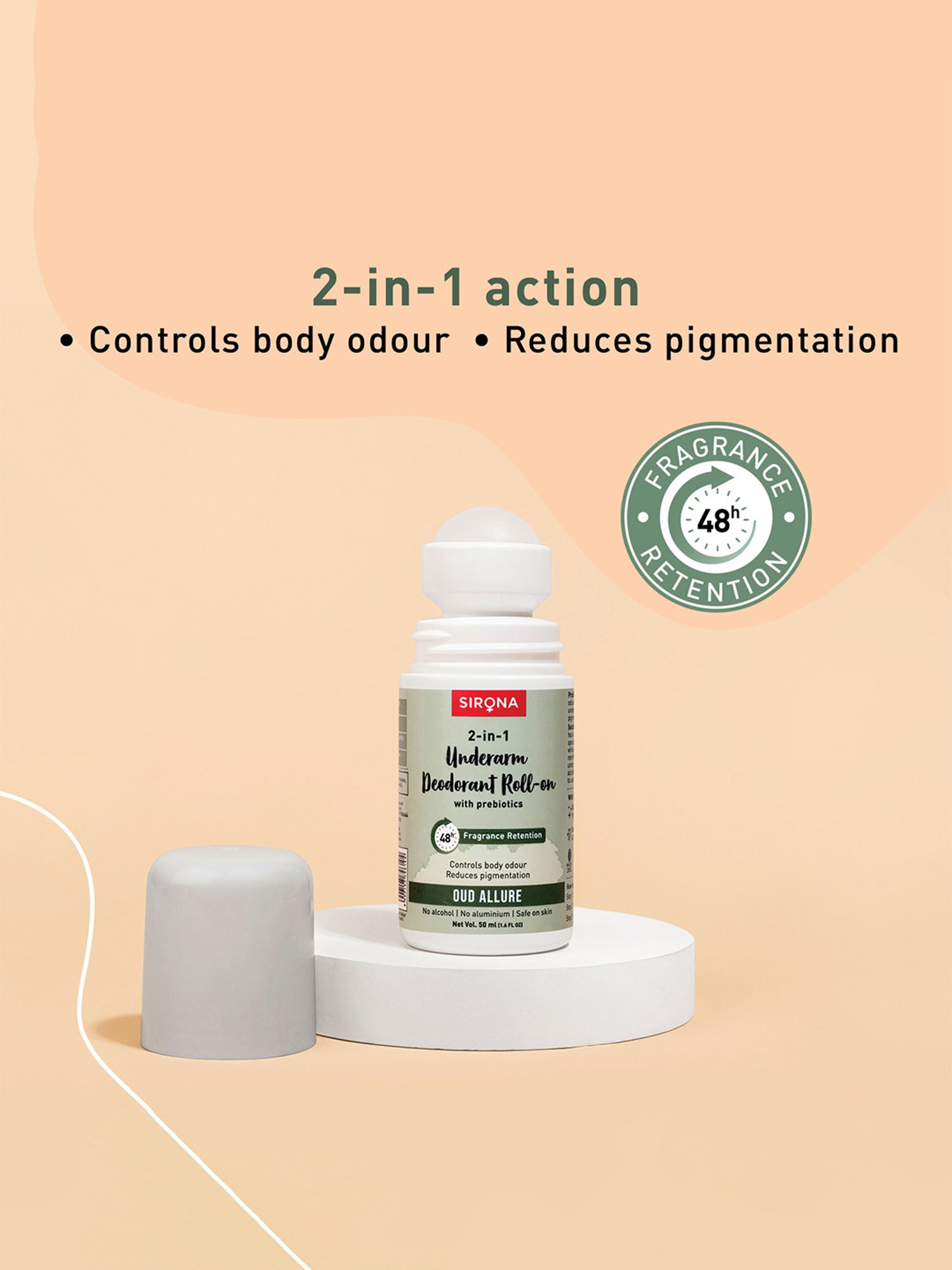 Sirona 2-in-1 Underarm Deodorant Roll On - 50 ml