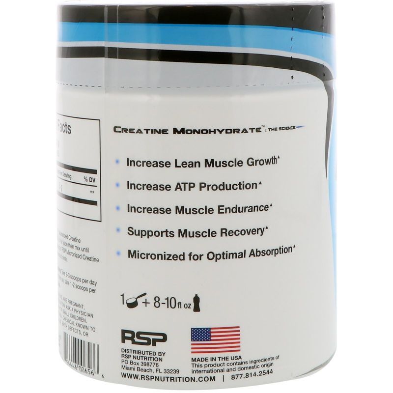 RSP Nutrition Creatine Monohydrate Powder, 5 g, 10.6 oz (300 g), Sports Nutrition Supplements
