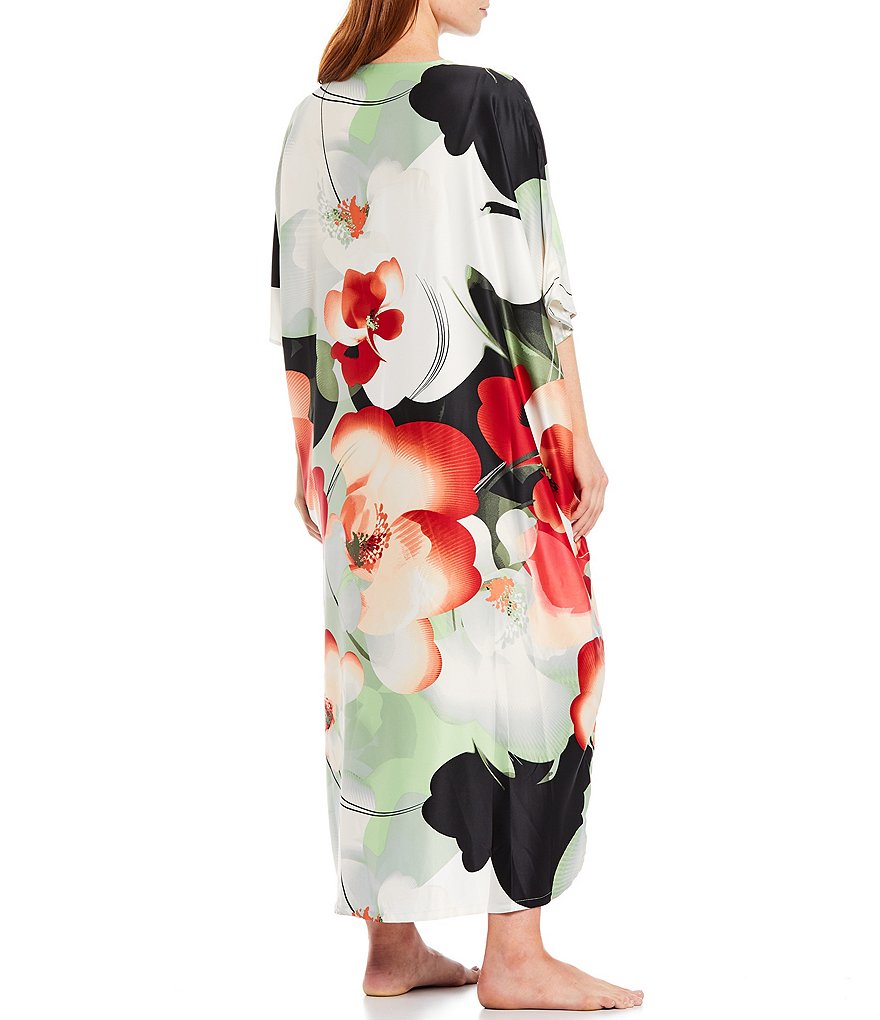 iRelax Printed Recycled-Knit Short Sleeve V-Neck Caftan