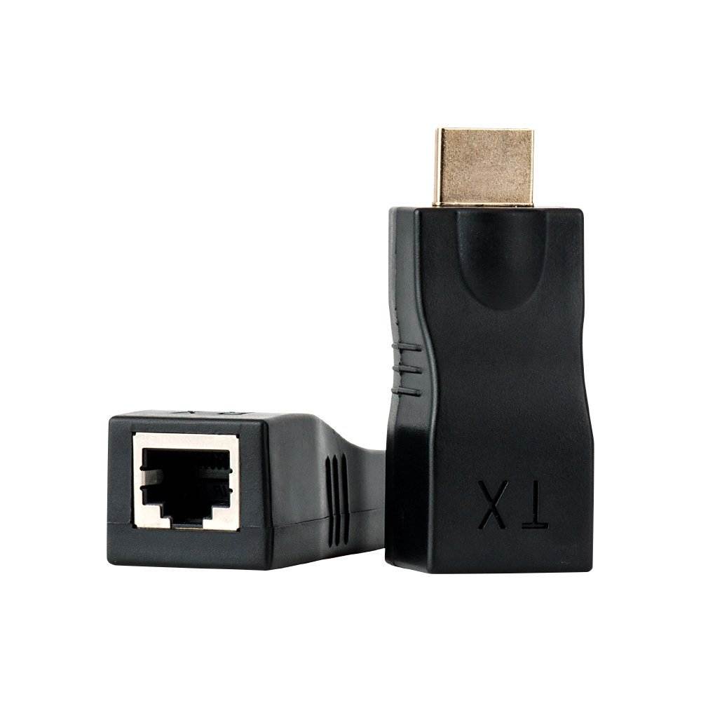 HDMI Extender, Up to 100ft HDMI Ethernet Network Extender Adapter Over RJ45 Cat5e Cat6 Cable (30M Sender + Receiver, 1 Port RJ45)