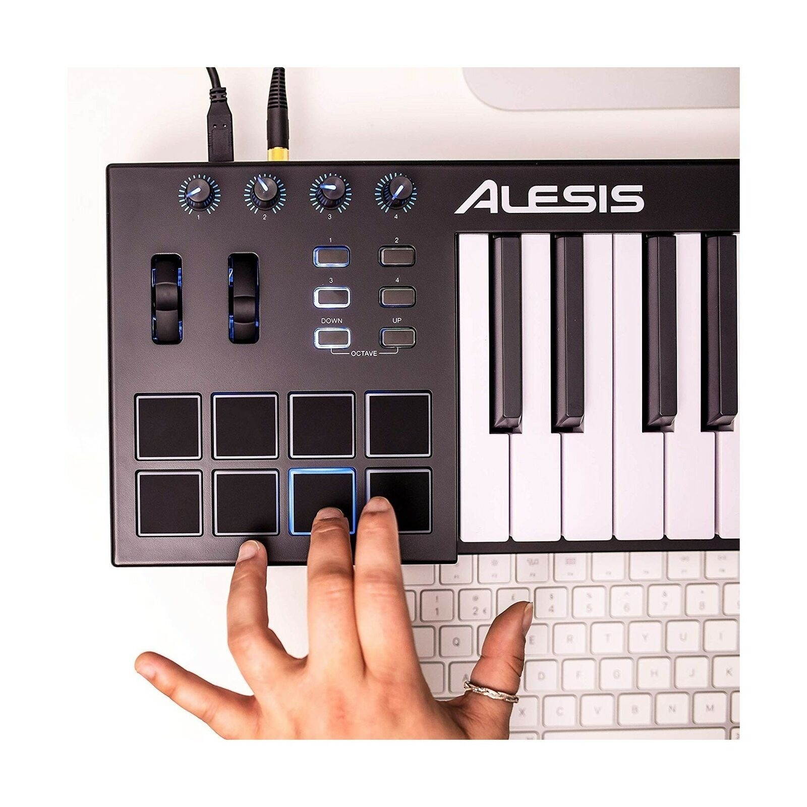 MIDI Controller Bundle | 25 Key USB MIDI Keyboard with 8 Beat Pads, Sustain P...