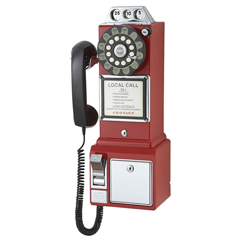 CR56-RE 1950's Payphone with Push Button Technology, Red