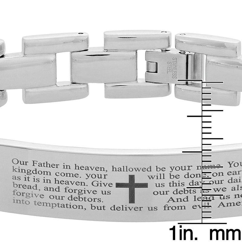 Men's Stainless Steel Lord's Prayer ID Link Bracelet (12.5mm) - Silver (8.5")