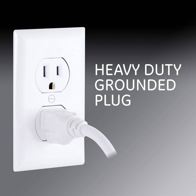 GE 6 Outlet Surge Protector, 10 Ft Extension Cord, Power Strip, 800 Joules, Flat Plug, Twist-to-Close Safety Covers, White, 14092