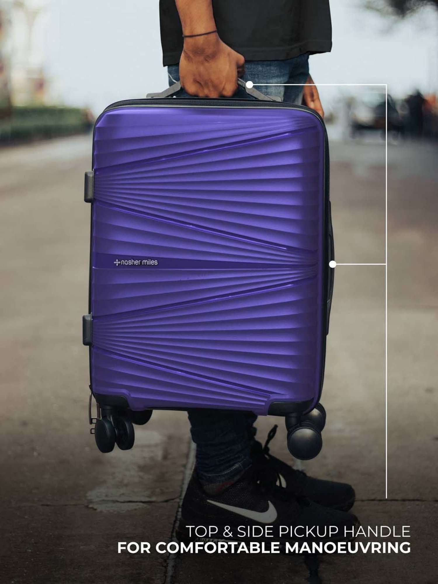 Nasher Miles Mumbai Hard-Sided Polypropylene Luggage Set of 3 Purple Trolley Bags (55, 65 & 75 cm)
