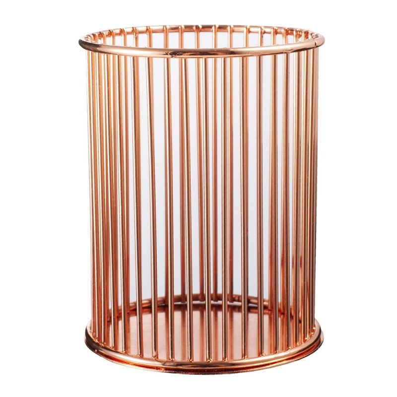 Zodaca Rose Gold Metal Wire Pen Holder for Desk Pencil Makeup Brush