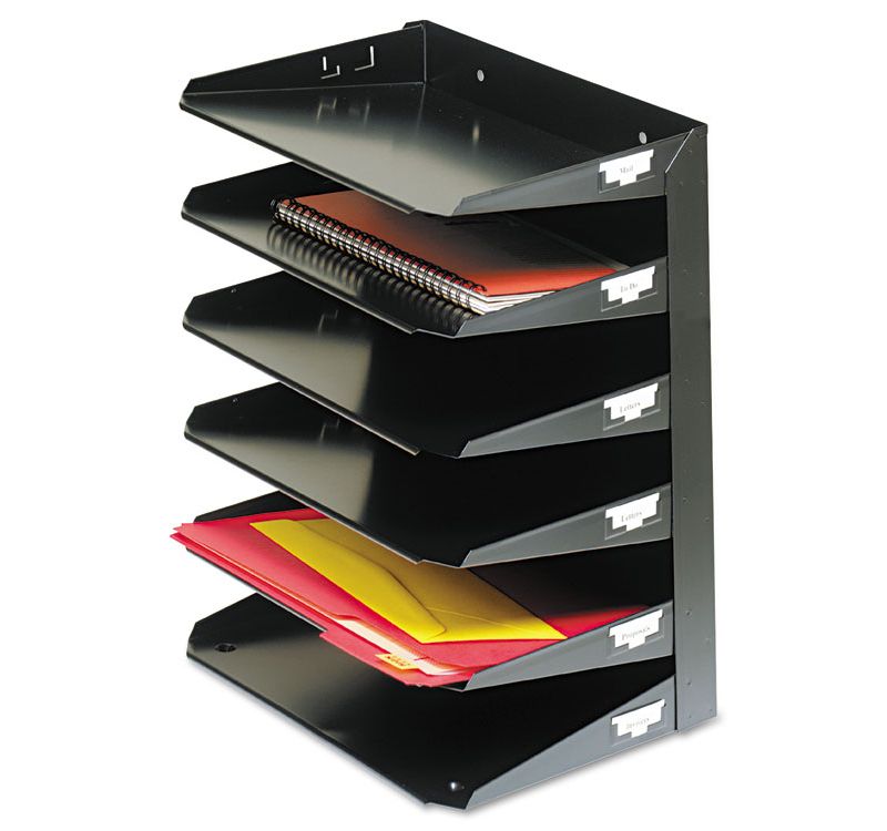 Steelmaster Multi-Tier Horizontal Letter Organizers Six Tier Steel Black 2646HBK