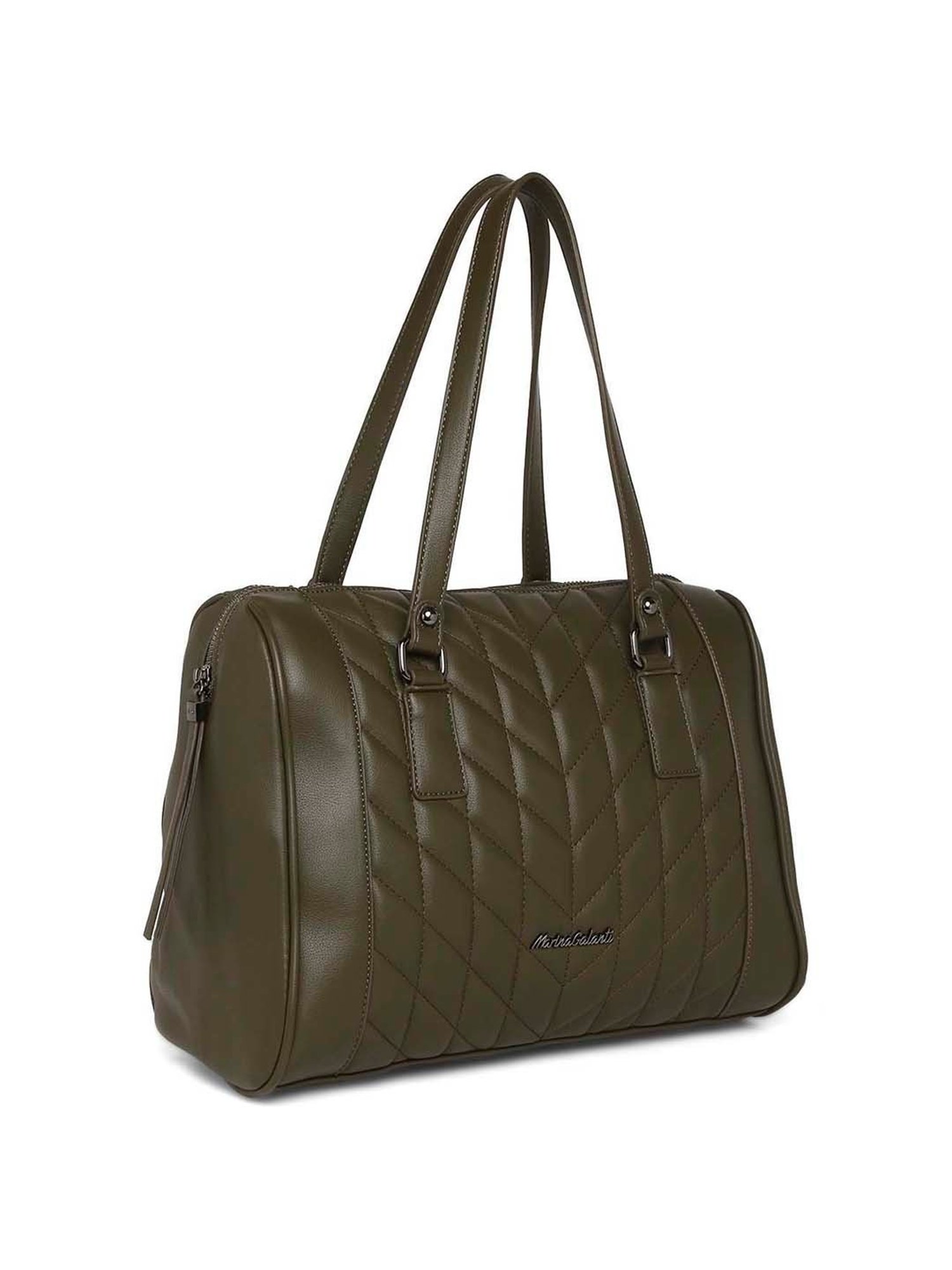 Marina Galanti Olive Quilted Medium Bowler Bag