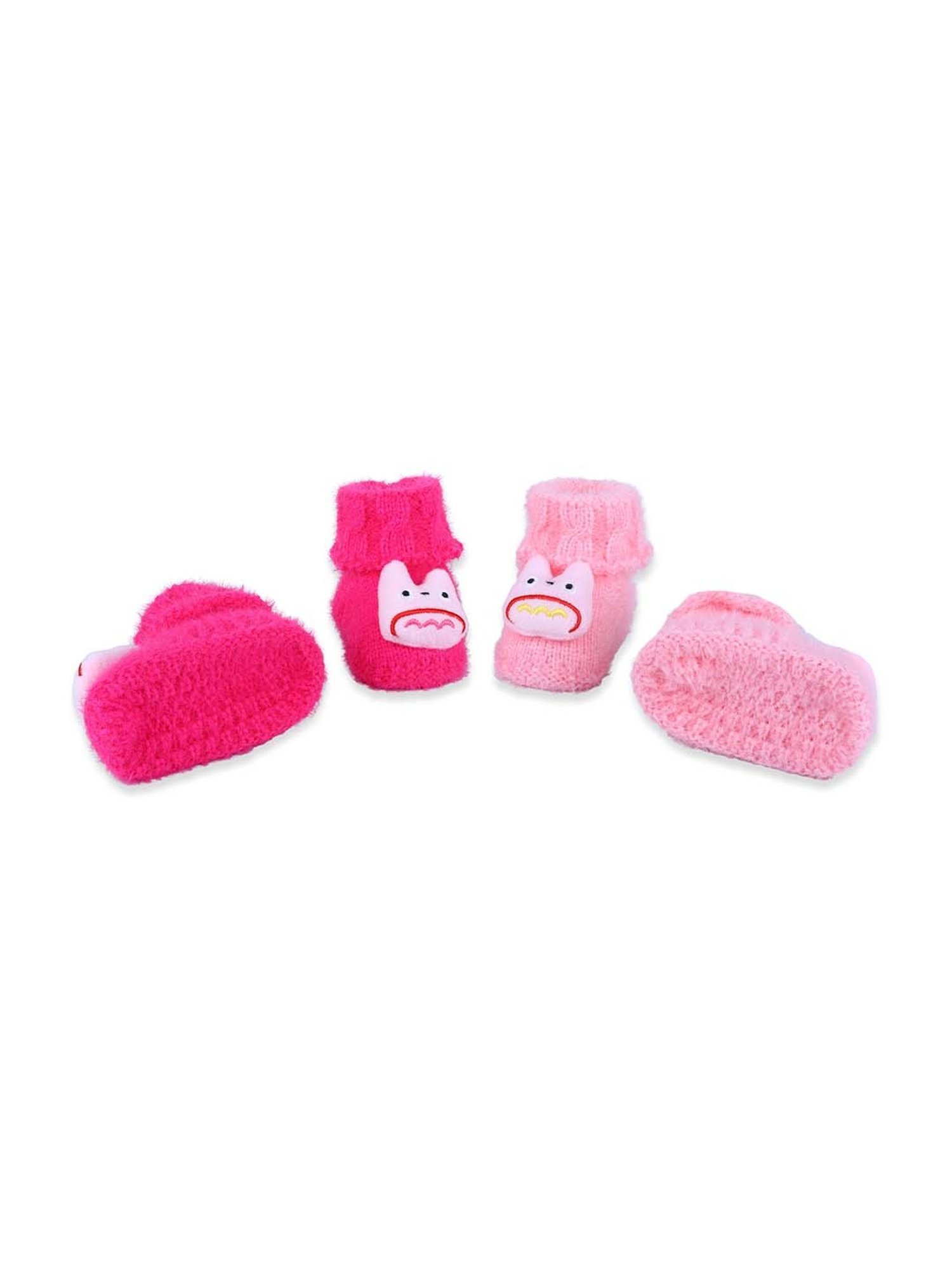 Baby Moo Kids Pink Cartoon Crochet Woollen 3D Socks